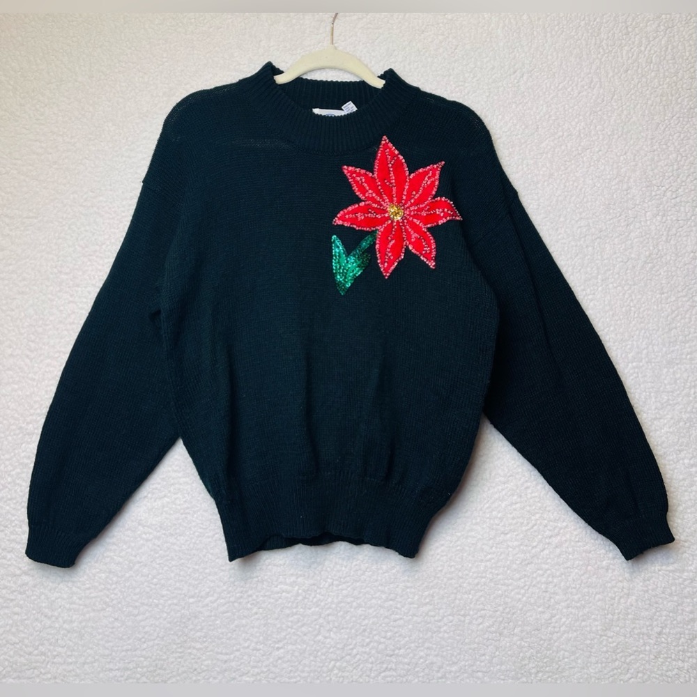 Vintage Women Floral Ugly Sweater Size S